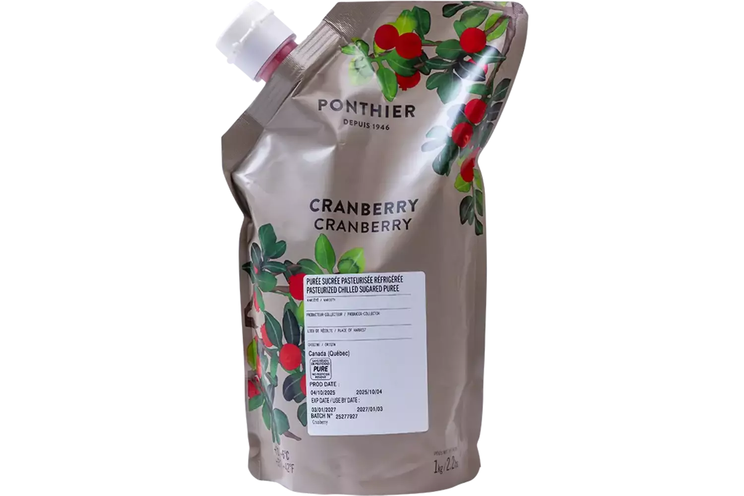 Fruitpuree cranberry 1kg stuk 1
